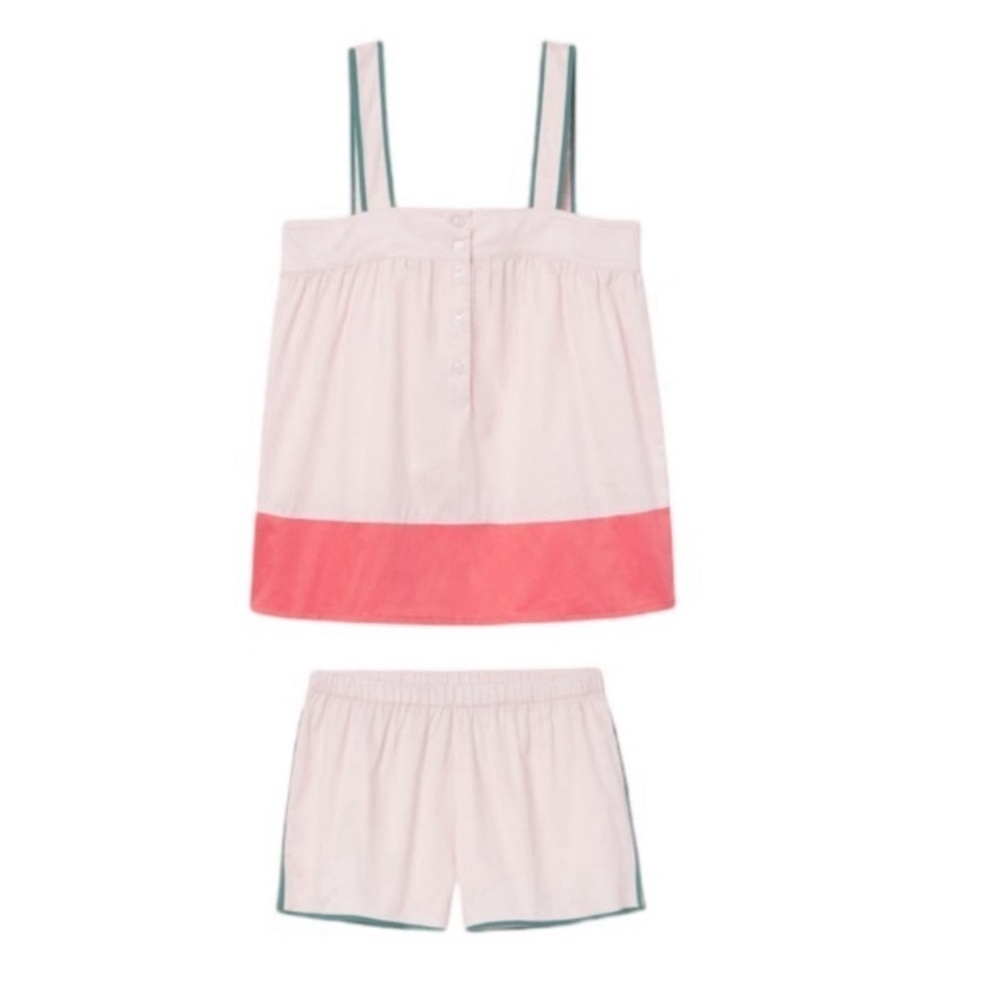 LAKE Women's NWT Pink Colorblock Tank Shorts Pajama Leisure Set Size X-Large